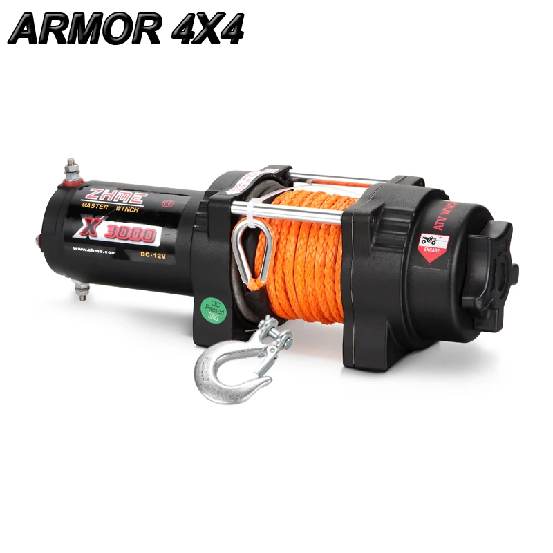 3000lbs pull 12v electric power high speed recovery winch with synthetic rope