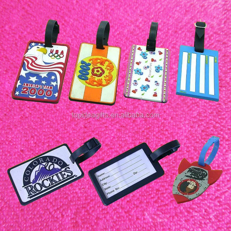 Export New design popular colorful custom logo travel pvc rubber silicone wholesale luggage tags