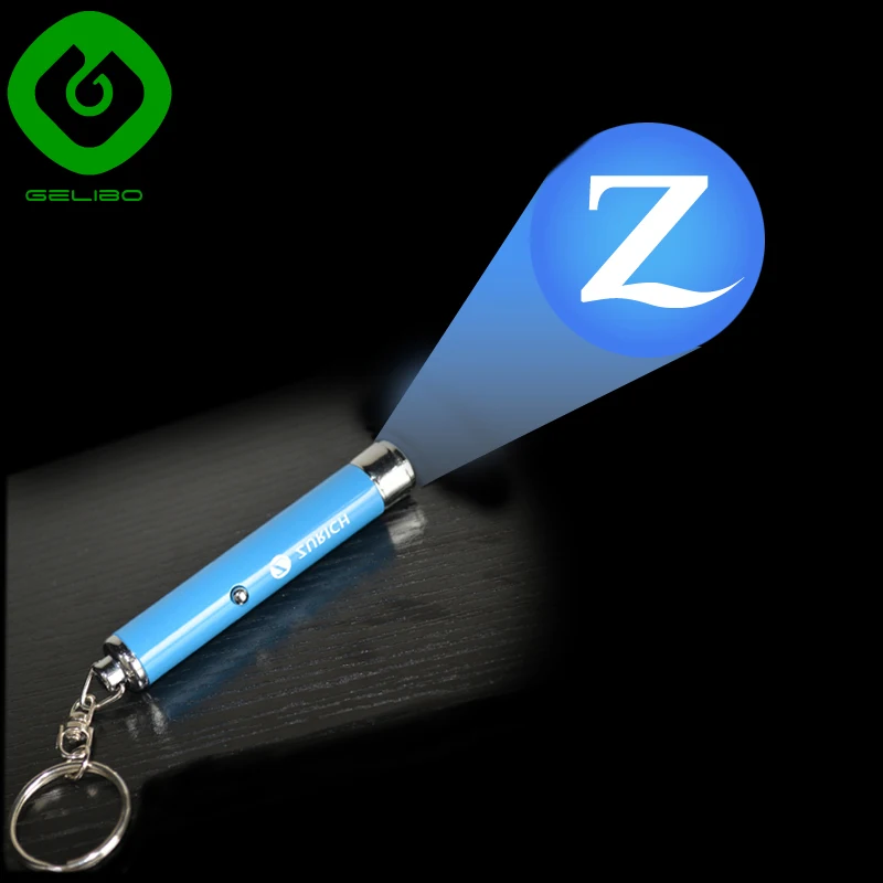 Mini LED flashlight keychain with custom logo projection for promotion