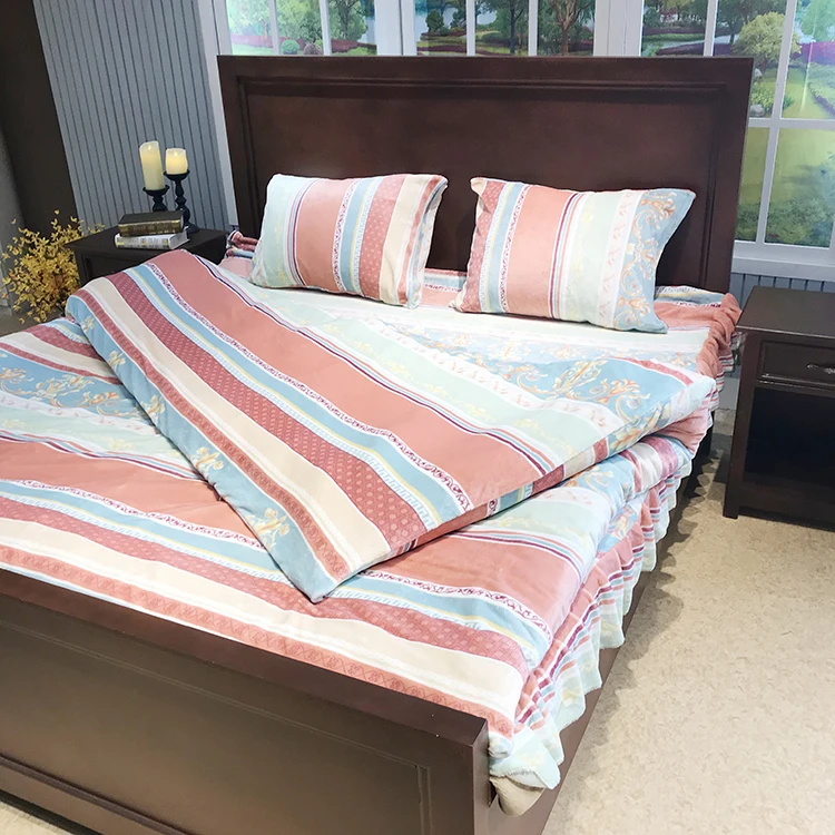 Home Bedding Comforter Sets with Bed Cover Blanket Adult Jacquard Printed Flannel Fleece 100% Polyester King Size 4pcs 60 4 Pcs