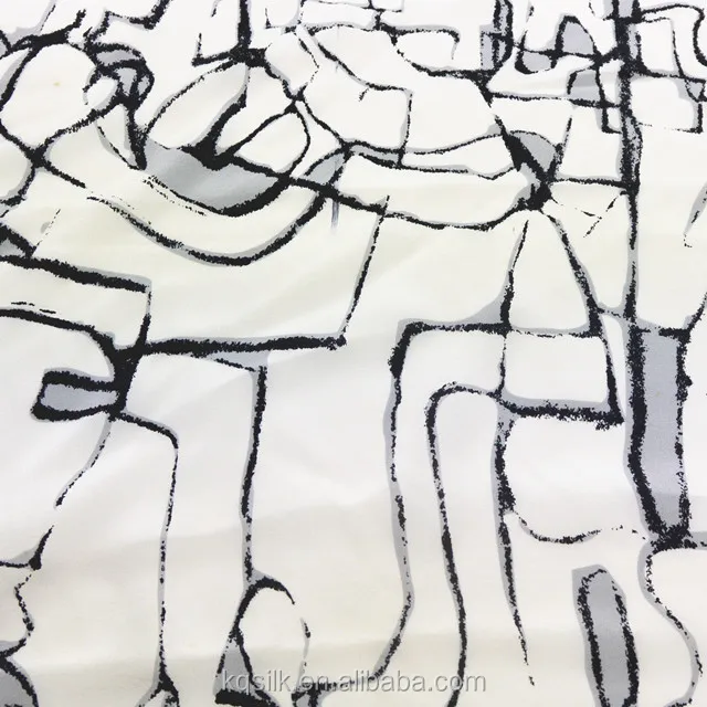 100% Шелковый крепдешин с принтом неправильной линии