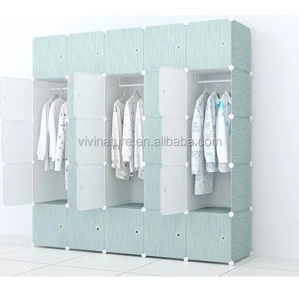 DIY 12 Cube Portable Closet Storage Organizer Clothes Wardrobe Cabinet With Doors
