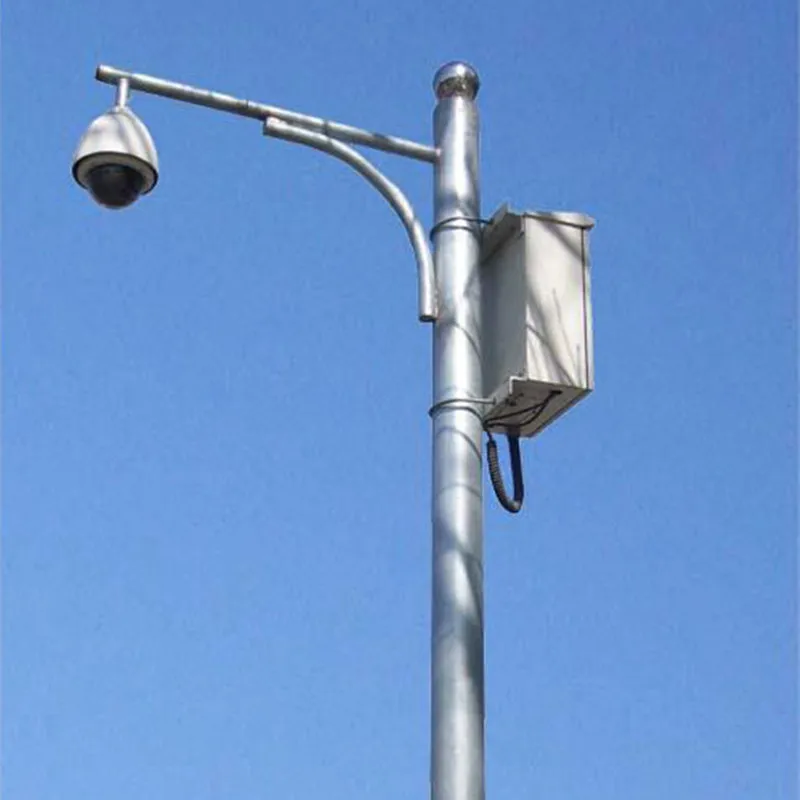 H10m Q235 Single Arm Traffic and Telescopic cctv Camera Mast Steel Pole for monitoring
