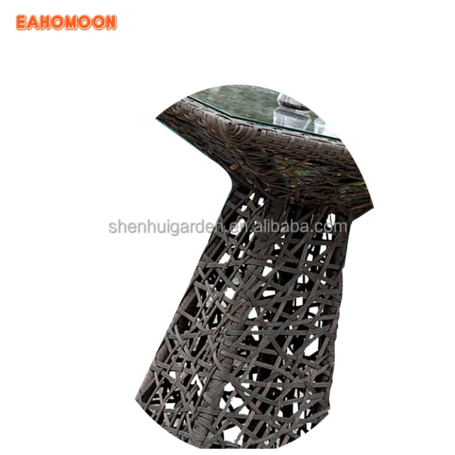 
3PC Unique Tall Bar Table And Chair Patio Rattan High Garden Wicker Restaurant Outdoor Furniture 