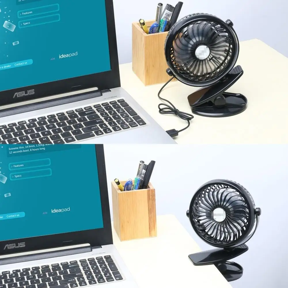 USB rechargeable desk USB fan with clip, dual power portable fan for Home Office Dormitory Bedroom