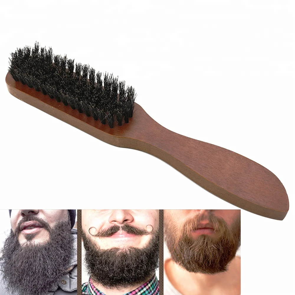 Custom Wholesale Beard Brush Private Label Boar Hair Wood Brush With Handle