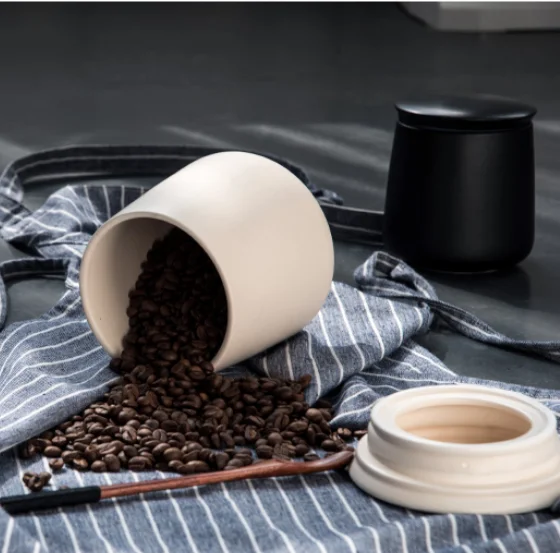 Matte glaze kitchen tea coffee sugar canister set / jar airtight canister with lid sugar & creamer pots for home and kitchen