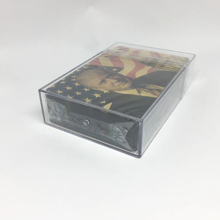 
GS-18151 PET Gold Plated Trump Pattern Playing Cards W/ Clear Plastic Box 