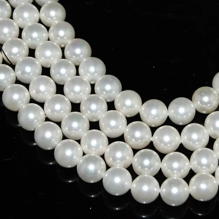 8mm 10mm 12mm 14mm white color shell pearl strand shell pearl beads