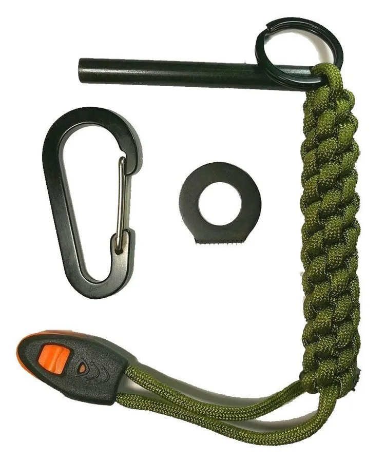 Outdoor Survival Magnesium Flintstones Ferrocerium Rod Flint Fire Starter Paracord keychain