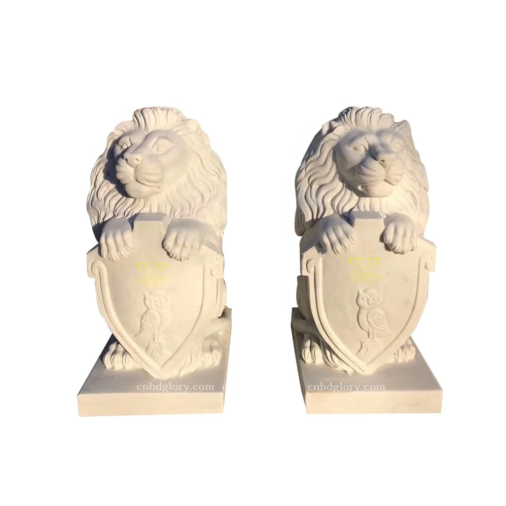 Plaza Garden street decoration design Natural Stone art sculpture hand Carved Marble Crocodile Statue