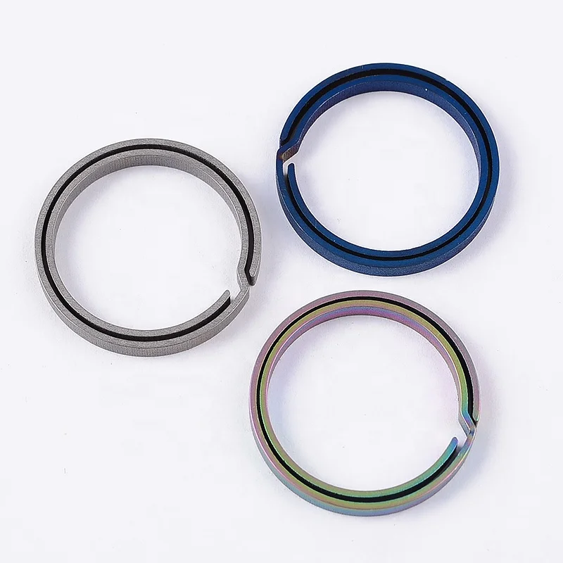 Creative unique looking round octagon key chain ring TC4 titanium split key ring