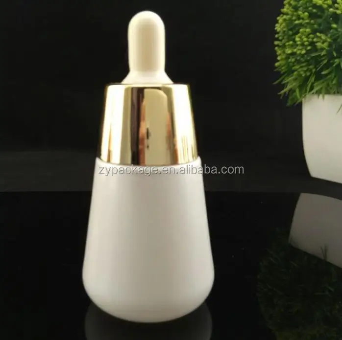 Factory Wholesale 30ml 50ml bell shape glass dropper bottles Cone shape white essential oil bottle perfume serum bottles