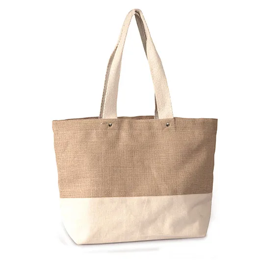 beautiful jute cotton shopping bag with cotton webbed handle