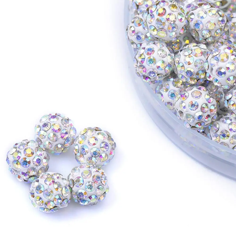 Pave Czech Crystal Disco Ball Clay Beads