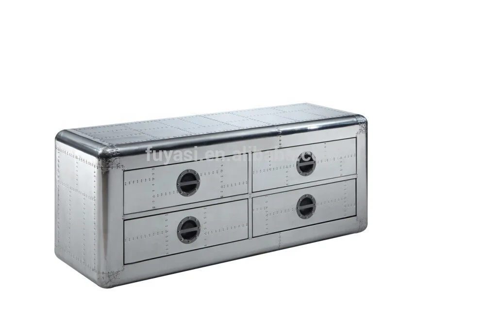 TV stand with aviator aluminum covering