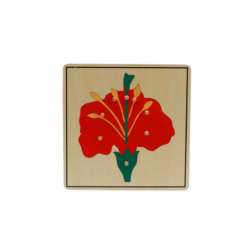 High Quality Diy Puzzle Baby Montessori Equipment Aids Toys Montessori Wooden Shape Puzzle Toy Flower Puzzle