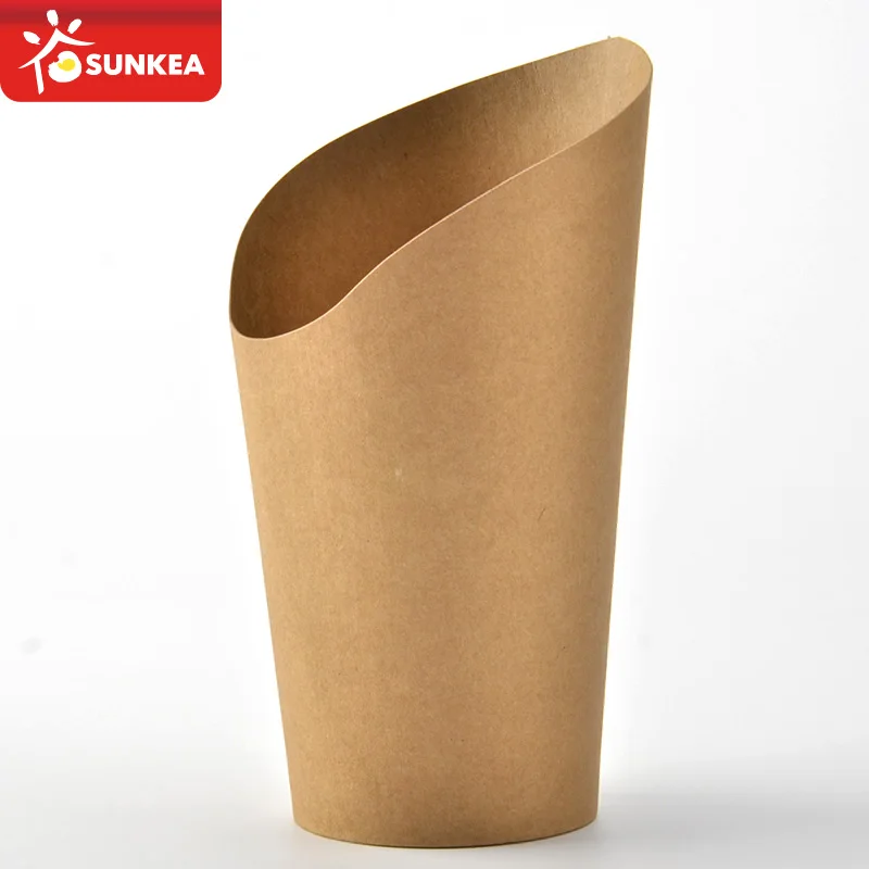 High-quality paper fry scoop cups, custom printed disposable hot chip scoop paper cups