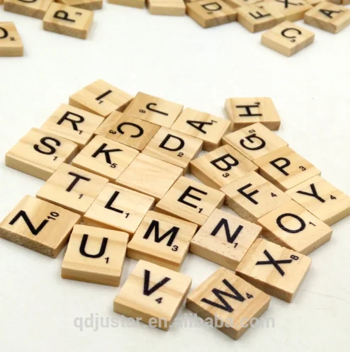 
100 pcs Wooden Alphabet Tiles Black Letters & Numbers For Kid Child 