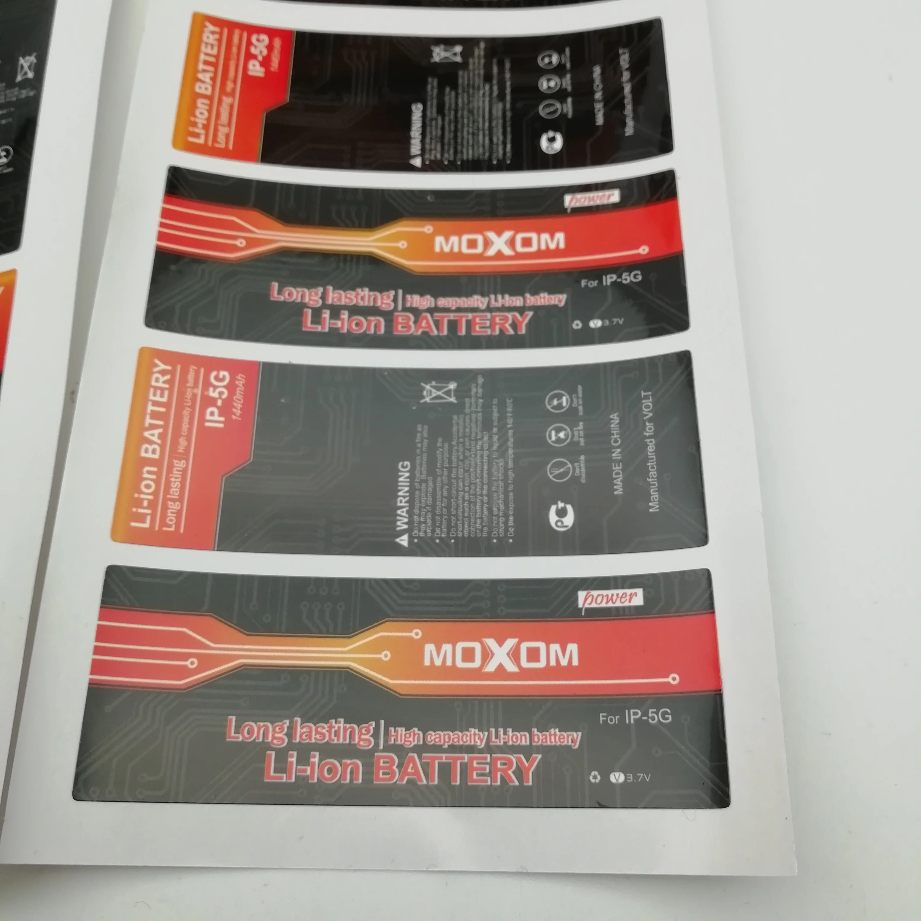 China manufacture self adhesive battery label and sticker ,Labels stickers for battery /power bank