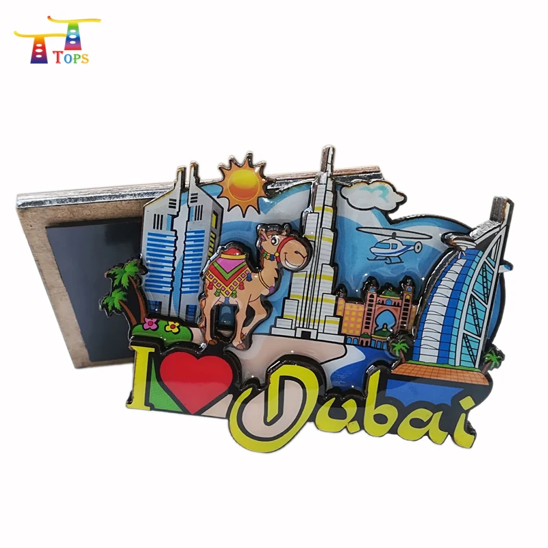 Wholesale Spain Epoxy Wooden Tourist Souvenir 2 Layers 80*53mm Abu Dhabi Malawi New York City Fridge Magnet