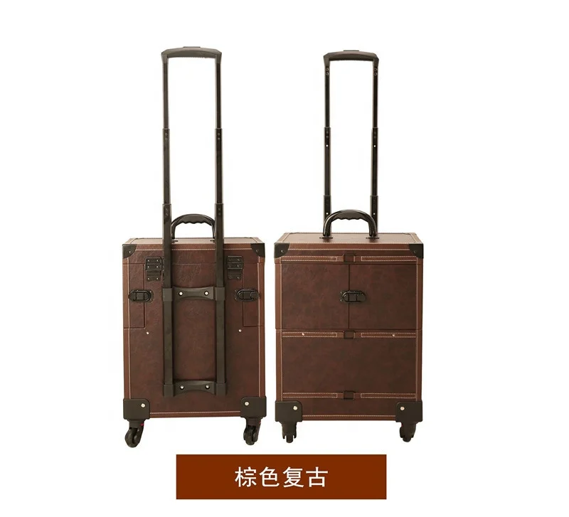 Melason Factory directly LED Lighted Professional Drawbar Universal Wheel Aluminum Alloy TravelCosmetic Makeup Case  65*40*23cm