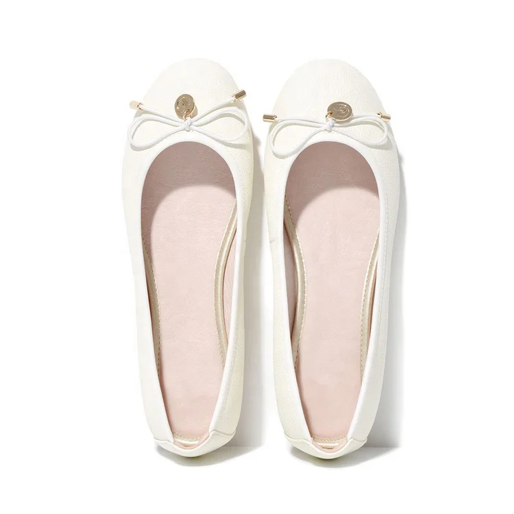 Guangzhou ballerine shoes women Women Round Toe Flat Leather Ballet Dance Shoes