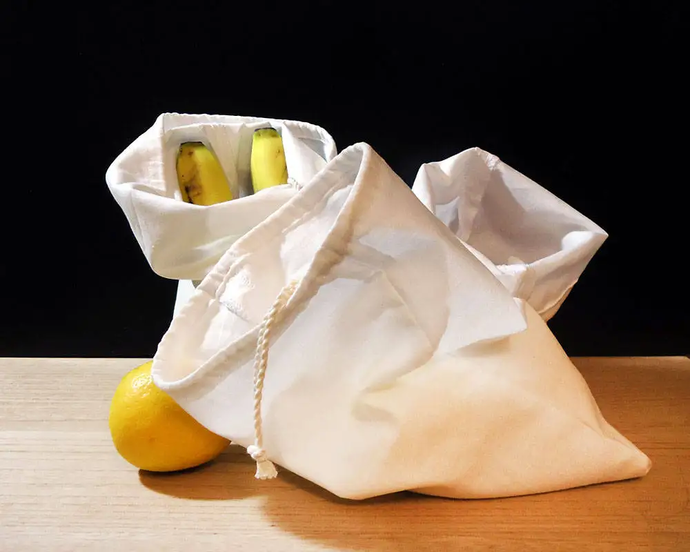 Zero waste shopping kit white cotton bulk drawstring bags and pouch