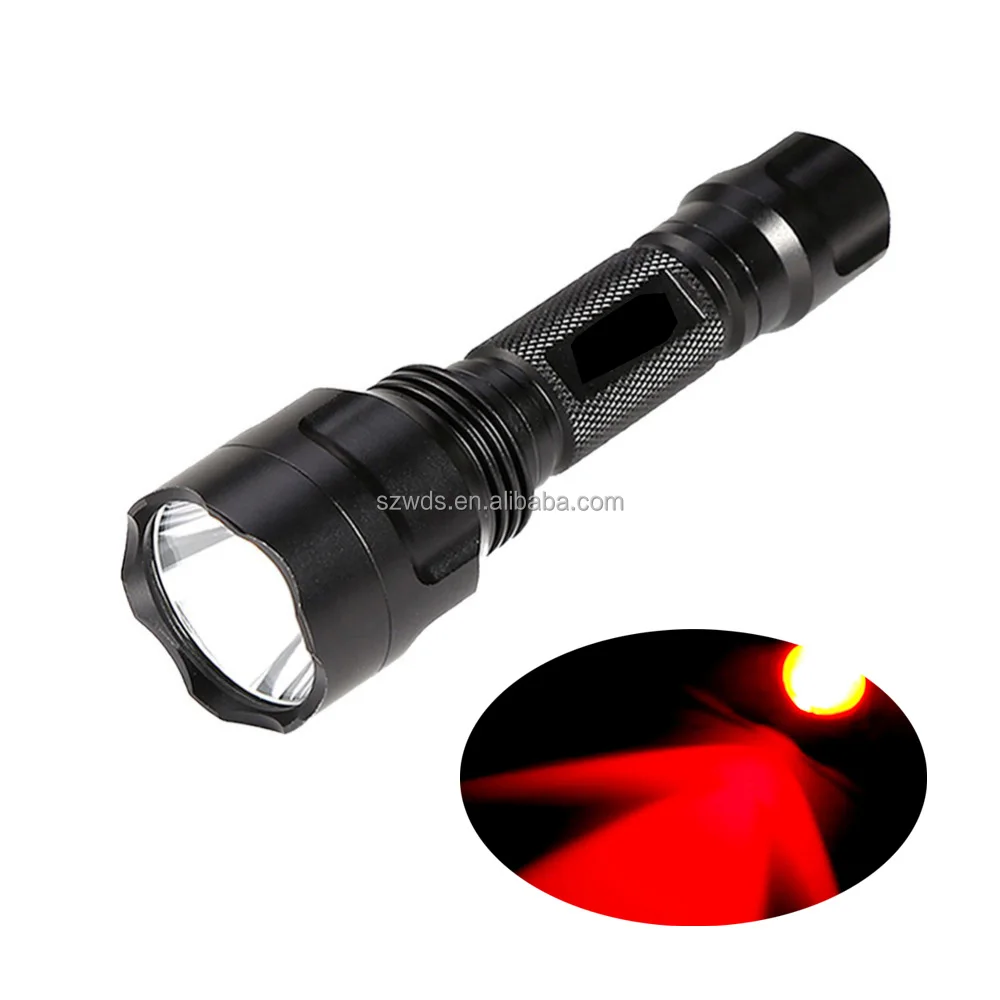 10 Watts Red Rechargeable LED Torch Light Night Deer Hunting Red Flashlight
