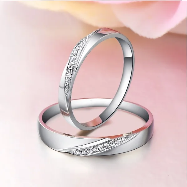 Hot Sale Women and Men 925 Sterling Silver Engagement Ring Wedding bands