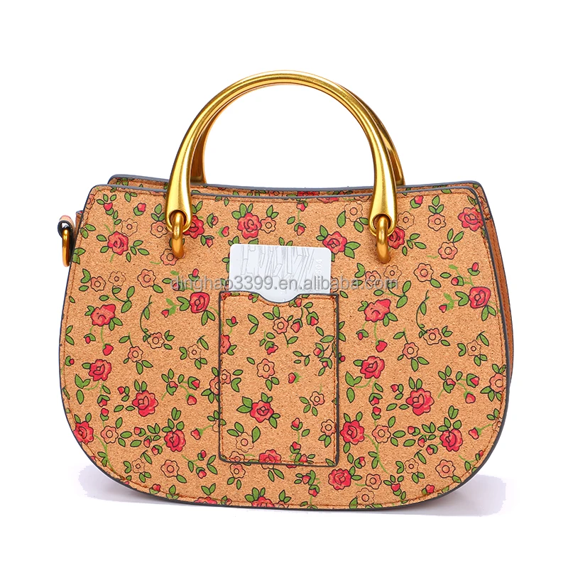 Wholesale single shoulder cork Portugal tote bag,Unique design round cork paper hand bag,Custom print lady crossbody saddle bag