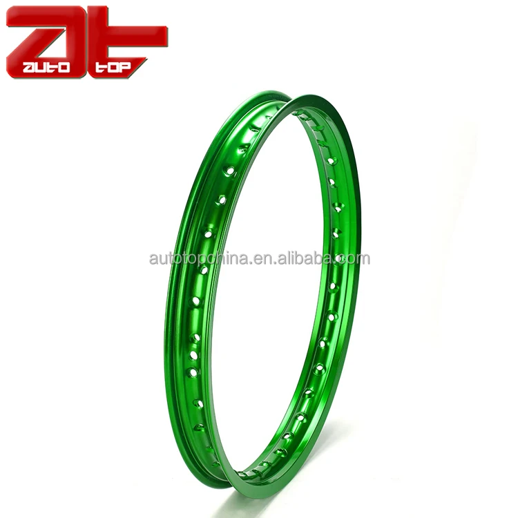 
Motocross Offroad Front Wheel Rim, Anodized Polished Green Hubless Motorcycle Wheels 