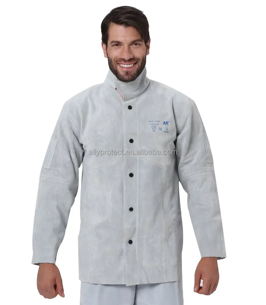 
AP-3130 CE certificate heavy duty leather welding jacket of heat resistant man jacket for workwear 