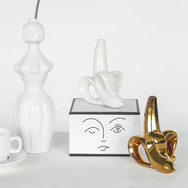 
Wholesale white and gold ceramic banana ornaments for home decor 