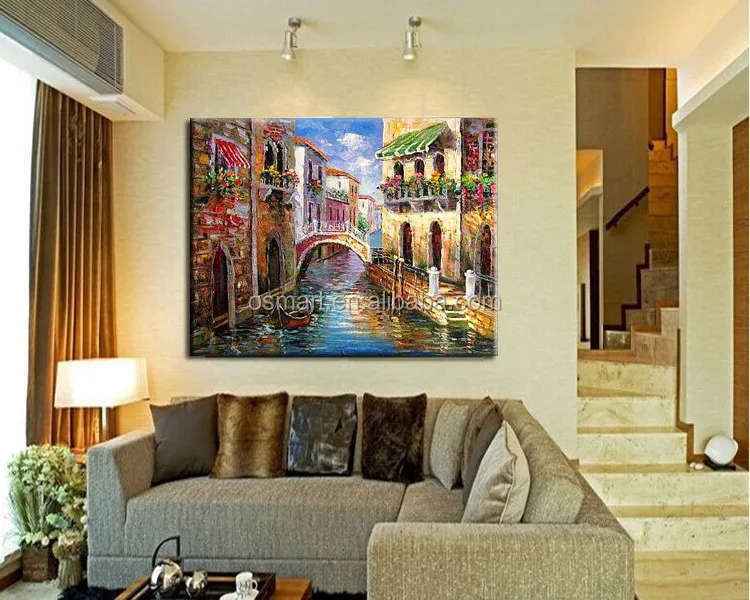 Handmade Modern Venice Landscape Oil Painting Professional Manufacturer Custom Size Beautiful Modern Canvas Art