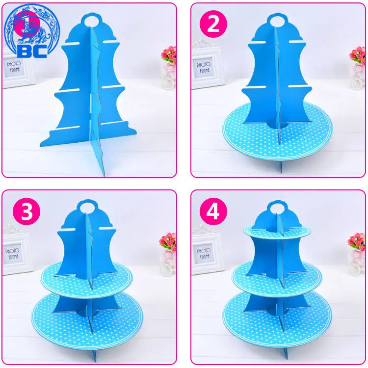 
2018 Factory supplies 3-Tier Corrugated Cupcake cake Stands for kids birthday party 