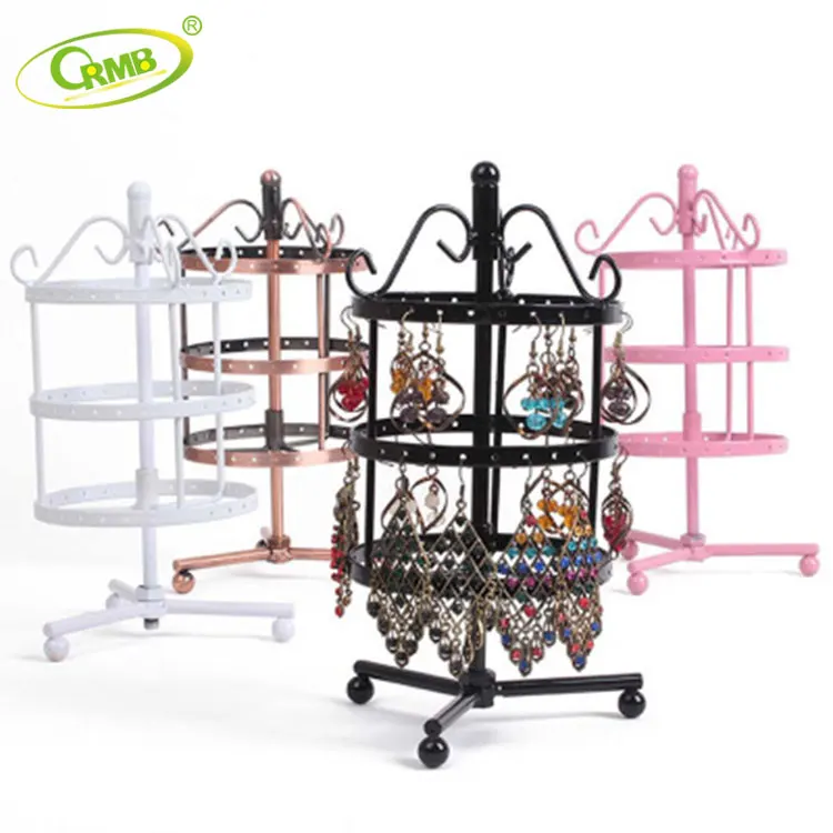 
Factory supply cheap creative earring holder hanging jewelry display metal revolving jewellery holder 