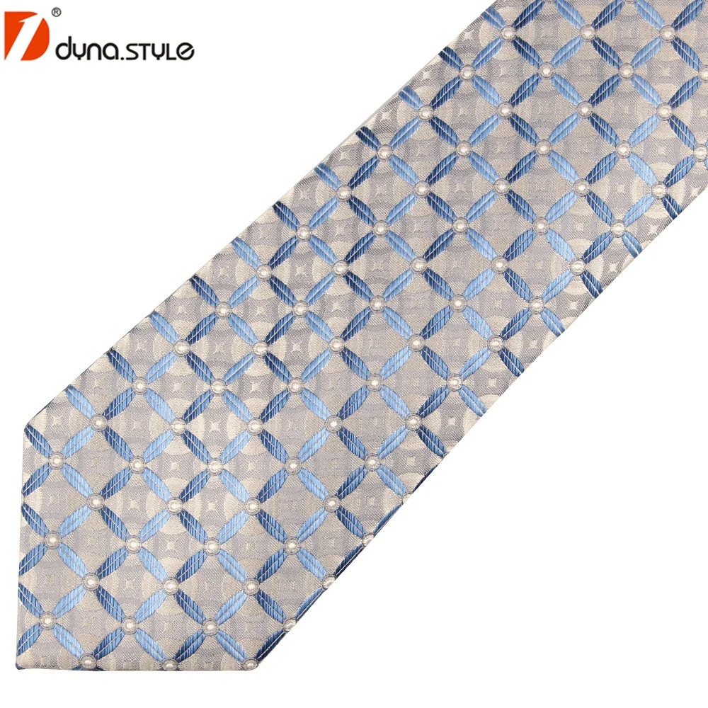 Классический стиль серый белый точечный узор 100% натуральный шелк на заказ тканый галстук