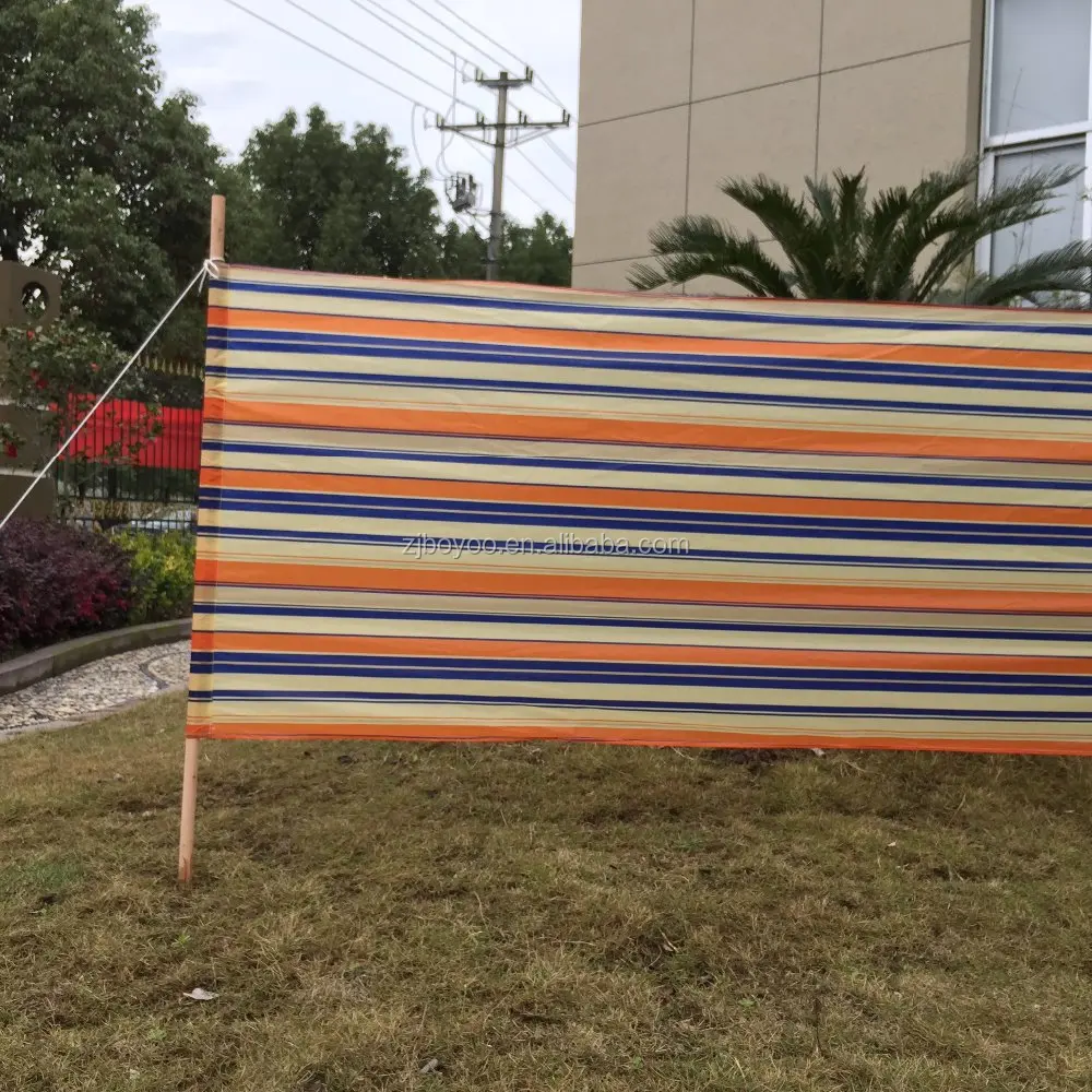 cheap orientation polyester and wood poles beach windbreak