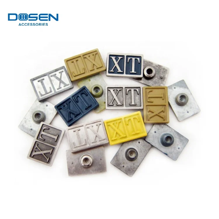 Античная распылительная краска, металлическая пластина с логотипом на заказ, маленькие прямоугольные значки, бирка для одежды, заклепки для одежды