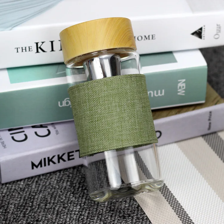 
wholesale high quality custom logo glass water bottle with cover 