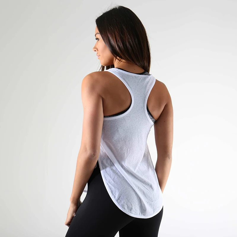 custom printed woman gym tank top racerback tank tops open side curved hem tank top gym fitness activewear