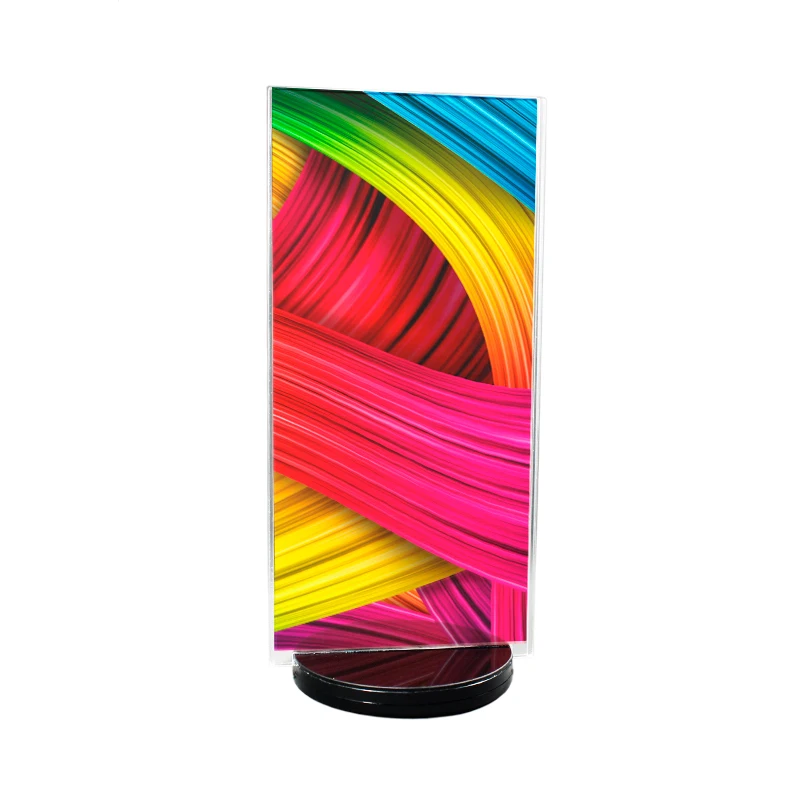 wholesale pop clear acrylic rotating card display stand 3 sides sign holder