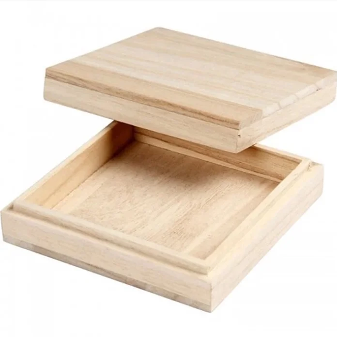 
plain Square Wooden Box with Lift-off Removable Lid 