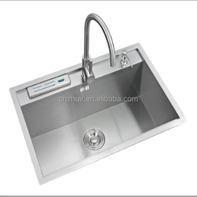 Handmade Single Bowl Brushed Above Counter Round Angle Kitchen Stainless Steel Sink