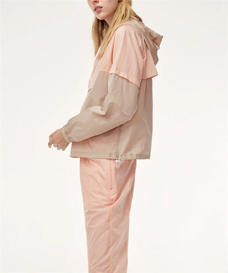 custom women pullover athletic hooded anorak jacket windbreaker