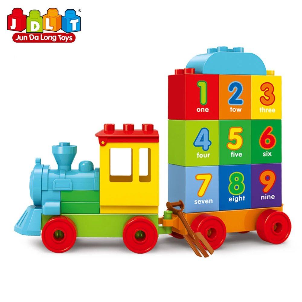 JDLT hot sale toy for children DIY intelligent educational assemble ABS large plastic train 53pcs building block bricks set