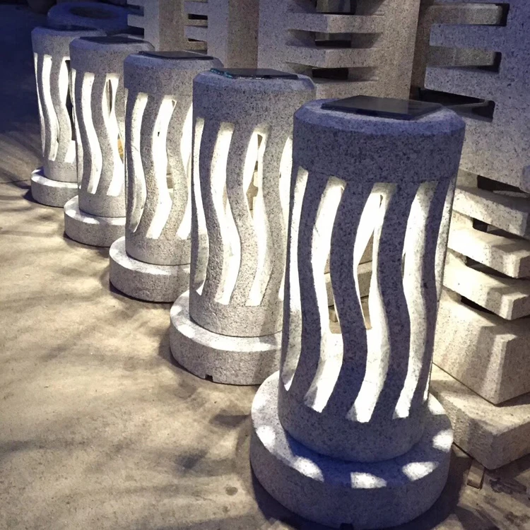 Chinese Garden decoration natural stone solar lanterns