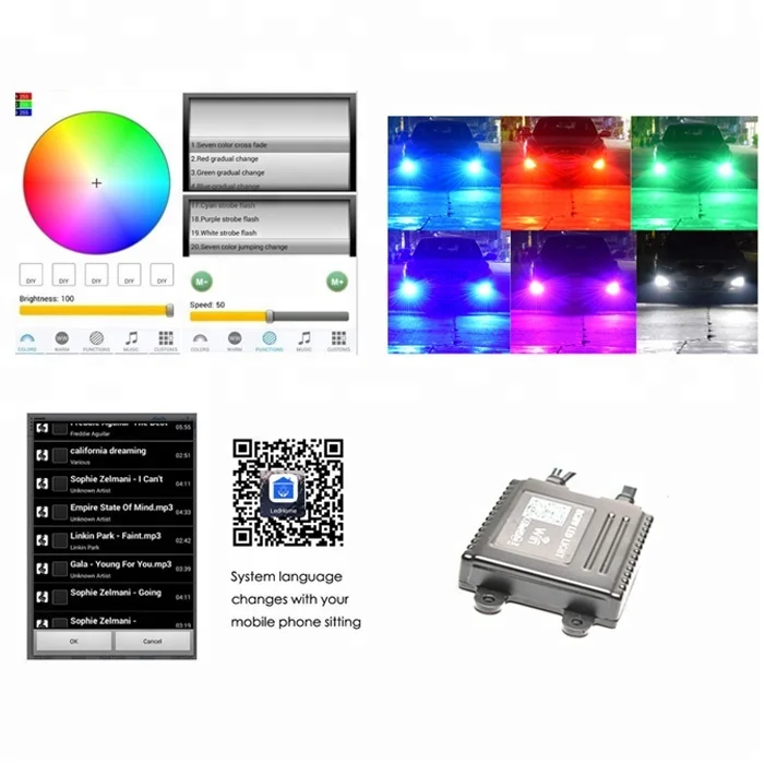 2018 New Product LED RGB WIFI Fog Light 9006 H4 H7 H11 Auto Car Headlights Bulb Lamp For J eep BM W