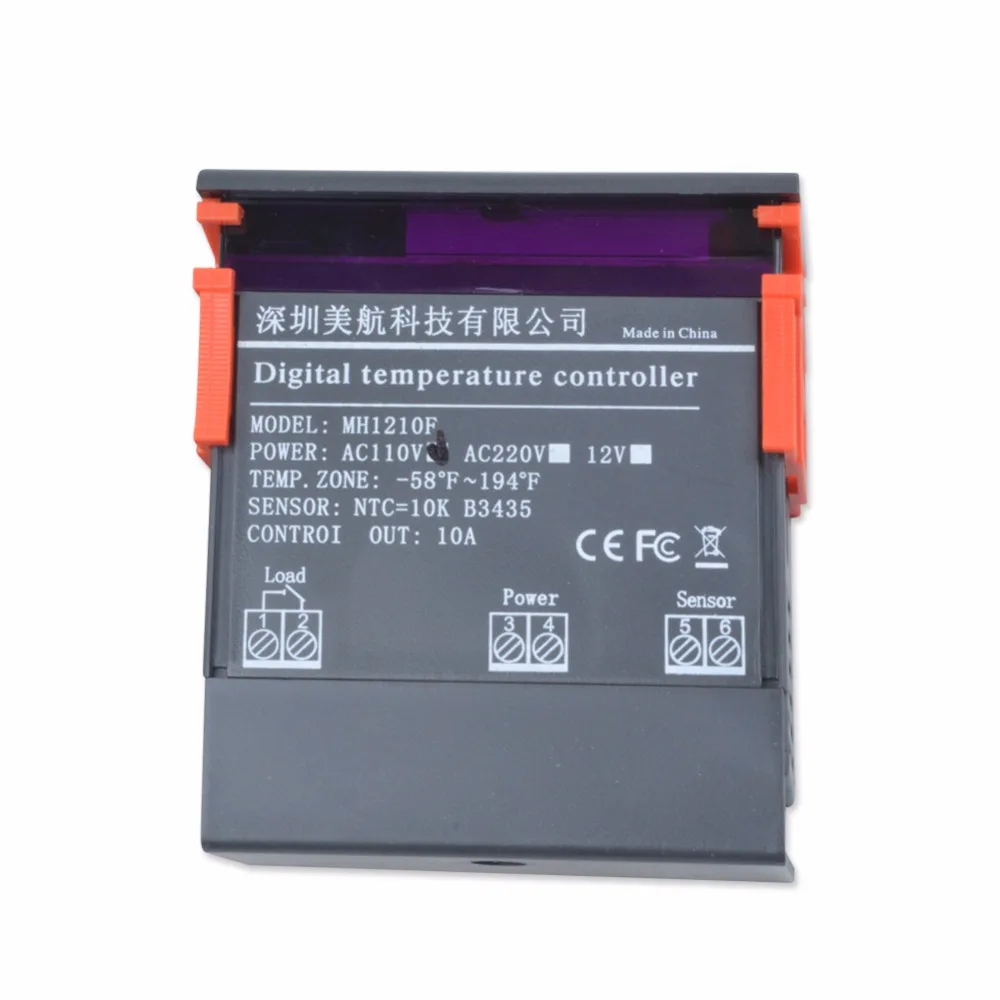 Миниатюрный регулятор температуры 12 В/10 А постоянного тока электронный термостат MH1210F светодиодный цифровой дисплей калибровка 58F-194F